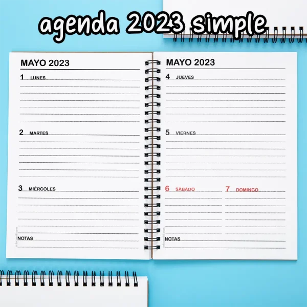 agenda 2023 en pdf para imprimir gratis con fondo blanco mockup fondo simple