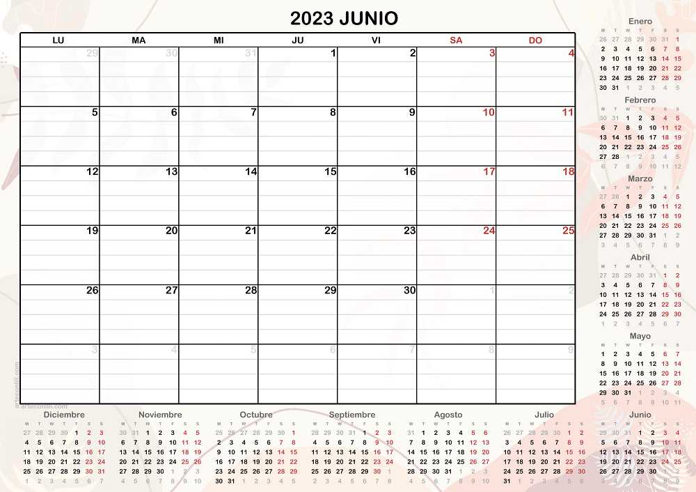 calendario planificador notas 2023 aesthetic