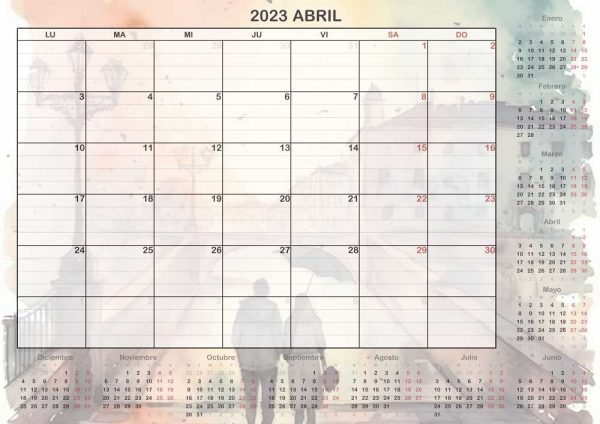calendario mes de abril 2023 enamorados